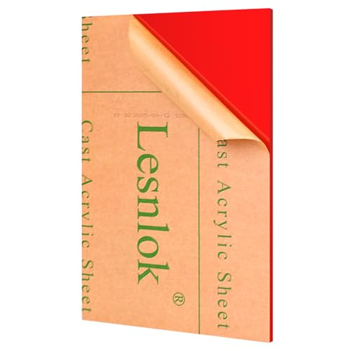 Image of Lesnlok 12 x 16 Red Acrylic Sheets 1 /4 inch Thick 6mm Cast Plexiglass Sheets,for Laser Cutting,Painting, Handicrafts, DIY Display Projects (1, red, 12 x 16 x 1 /4)