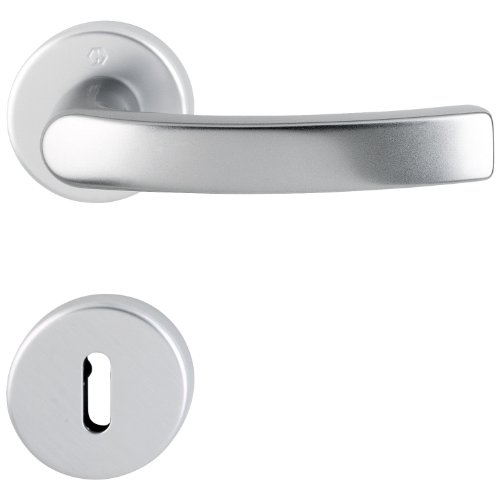 Hoppe – Mango de puerta (placa embellecedora) Luxembourg, aluminio natural para interior, cilindro de perfil