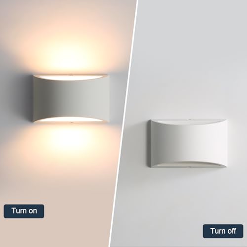 Indoor Wall Lights 2 Pack, 7W Warm White LED Modern Plaster Wall Lights, Decorative Up and Down Wall Lamp Sconce for Living Room, Bedroom, Corridor, Stairs, Pathway (G9 LED Bulb Include) - Image 5