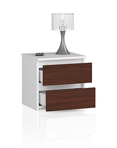BDW Cajonera con 2 cajones, aparador, armario multifunción, sala de estar, dormitorio. Se acomodará todas las cosas necesarias. (Blanco - Wenge)