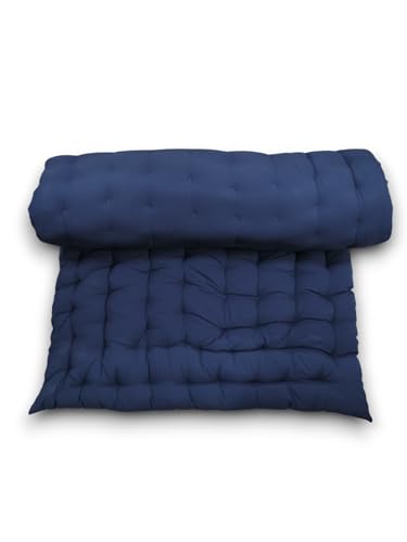 ATOOTFUSION Soft Cotton Quilt Mattress | Foldable, Lightweight, Hypoallergenic, Single Size, 3 x 6 ft (72 x 36 Inches), Firm, Navy Blue