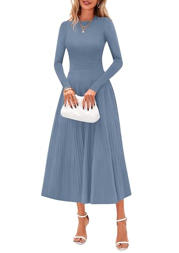 PRETTYGARDEN Womens Sweater Dress 2026 Long Sleeve Elegant Knit A