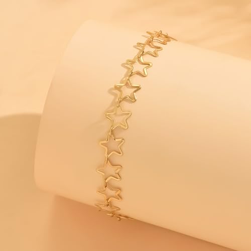 Image of Anklets for Women Dainty CZ Ankle Bracelet 18K Gold Plated Waterproof Boho Dot Star Moon Daisy Ocean Beaded Anklet Trendy Foot Jewelry