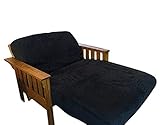 OctoRose Twin Size 39x75x8inch 3 Side Zipper Classic Soft Micro Suede Futon Cover/Slipcover/Sofa Day Bed Mattress Cover/Machine Washable Couch Protector (Cover ONLY) (Black Color)
