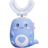 Lulabini DinoBrush 360° Ultraschall-Zahnbürste Kinder Zahnbürste Elektrisch mit IPX7/LED/5 Reinigungsmodi, Zähneputzen wird zum Spiel (Blau 2-6 Jahre)