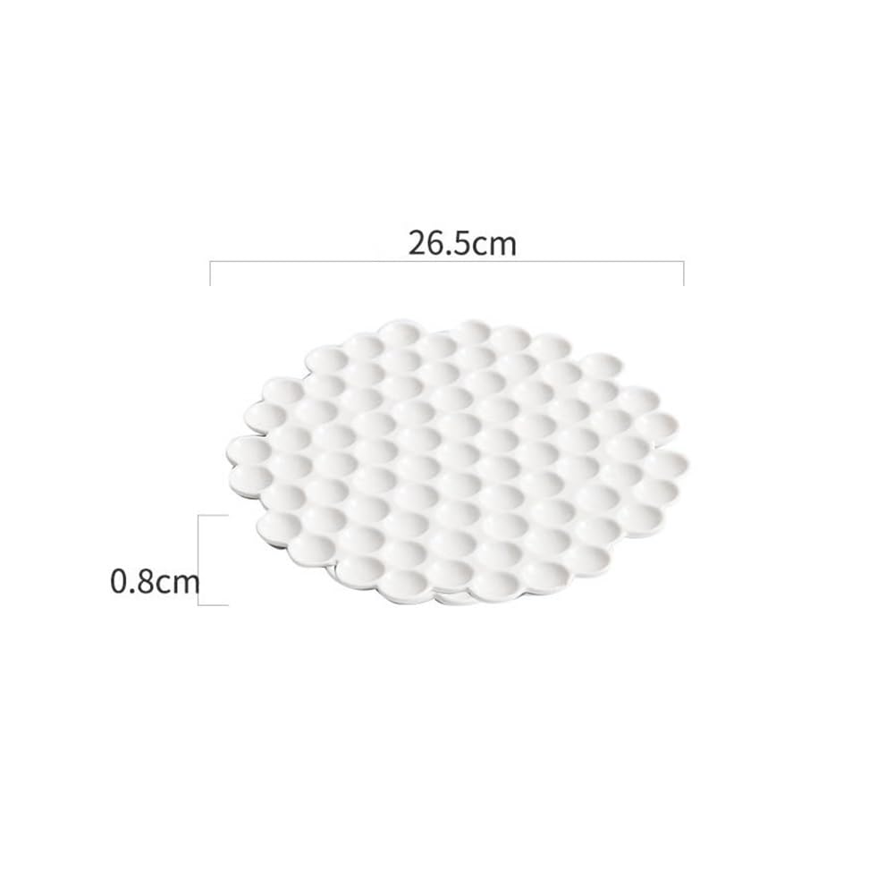 Talerze Obiadowe Talerz ceramiczny o strukturze plastra miodu: nieregularne, białe naczynie do sushi i deserów(26.5cm)