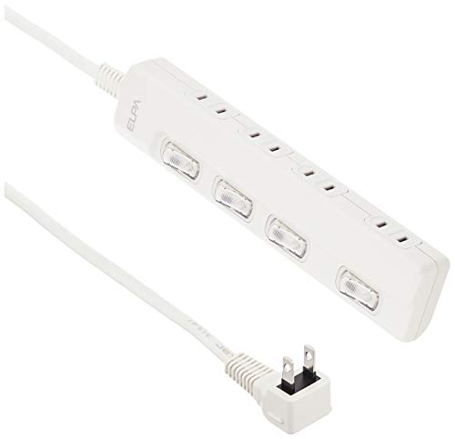 ELPA エルパ スイッチ付タップ LEDランプ 横挿し 4個口 1m WLS-LY41EB(W)