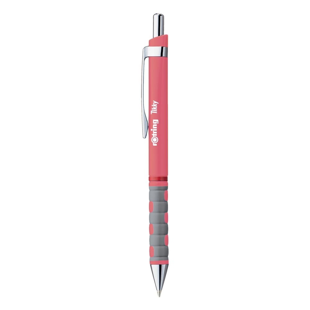 ROtring Tikky III – Penna A Sfera Rosa Corallo, Inchiostro Blu, Impugnatura Ergonomica