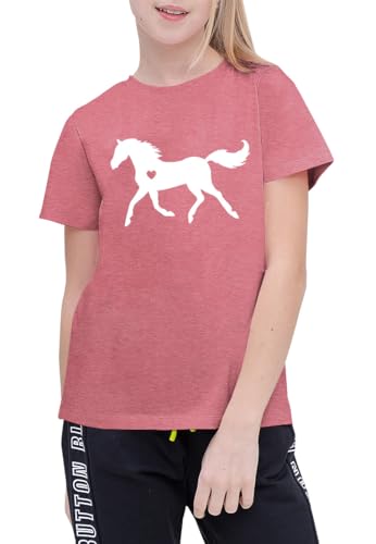 Image of Horse Shirts for Girls Love Horses Shirt Youth Horseback Riding Casual Animal Graphic Tees 8-15 Year Old