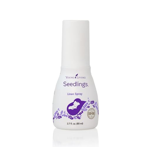 Image of Young Living Seedlings Calm Linen Spray - Baby Bedtime Lavender Essential Oil - Aromatherapy for Cribs - Infant Safe, Relaxing Bedding Scent - 2.7 fl oz