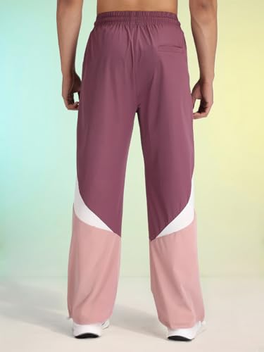 Image of CHKOKKO Men's Nylon Track Pants with Colorblock Design | Lightweight Breathable Sports Pant | Relaxed Fit Activewear for Workout, Training & Everyday Comfort