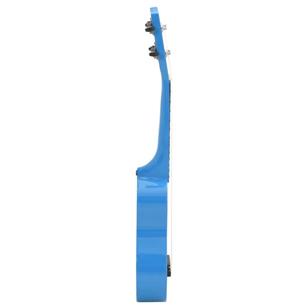 Juego de ukelele soprano de madera de tilo azul bebé 21 pulgadas con bolsa, 2 púas y escala para principiantes, escuela de música, conciertos y orquesta, instrumento de cuerda ligero para