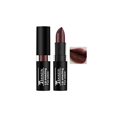 Schwarzer Lippenstift Matt Samt Wasserfest Langlebige Hochpigmentiert Antihaft-Tasse Dunkle Farbe Lippen Make-up (1 Stück, T-Dunkelrot)