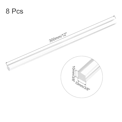 Image of MECCANIXITY 8pcs Acrylic Square Rods 3 /8 inch x 12 inch Clear Acrylic Dowel Rods Sticks Acrylic Plastic Sticks Strip for DIY Crafts Lighting Gardening Decorations - 10mm x 300mm