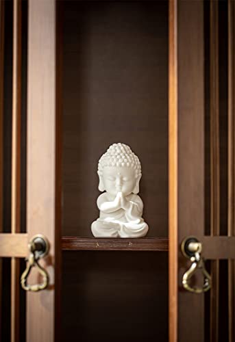 Estatua Baby Buddha de porcelana blanca 4 pulg miniatura 4