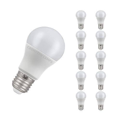 Image of Crompton Lamps LED GLS 8.5W ES-E27 (10 Pack) (60W Equivalent) 4000K Cool White Opal 806lm ES Screw E27 A60 Frosted Thermal Plastic Multipack Light Bulbs