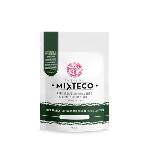 Ensueño Mixteco – Café Molido Natural Arábica Tostado - con Notas de nueces, chocolate y lima-limón - Proceso 100% Artesanal - 250g - Sabor Suave