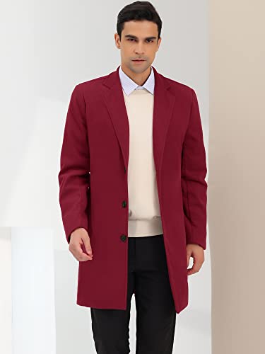 Image of Lars Amadeus Men's Trench Coat Notch Lapel Single Breasted Classic Long Pea Coats Overcoat