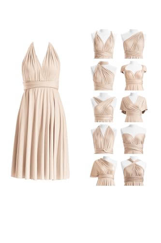 Infinity Kleid Kurz, Brautjungfernkleider, Multiway Wickelkleid Midi Convertible Transformers Knielang Elegant Abendkleider Hochzeit