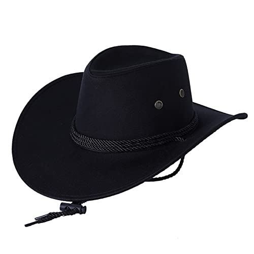 Qtinghua-Mens-Faux-Felt-Western-Cowboy-Hat-Fedora-Outdoor-Wide-Brim-Hat-with-Strap-Western-Outback-Hat