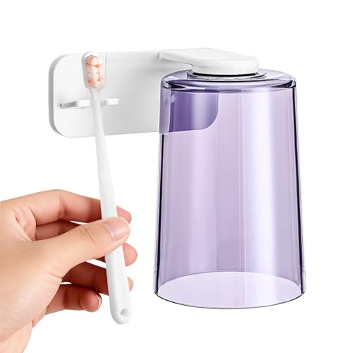 doyandader Vasos para Enjuague Bucal,Portacepillos Magnético de Pared Adhesivo | Vaso De Enjuague Bucal Magnético Y Soporte De Pared,para Ducha Baño Apartamento Residencia Oficina Hotel