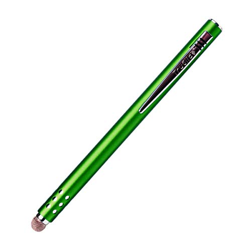 Truglide Mesh Fiber Stylus with Microfiber Knit Tip for All Capacitive Touch Screen Tablets, iPad, and Smartphone (Green with Silver Clip)