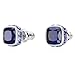 Swarovski September Birthstone Stud Earrings, Blue Square-Cut Stone and Crystals in a Rhodium-Finished Setting, Part of the Swarovski Birthstone Collection
