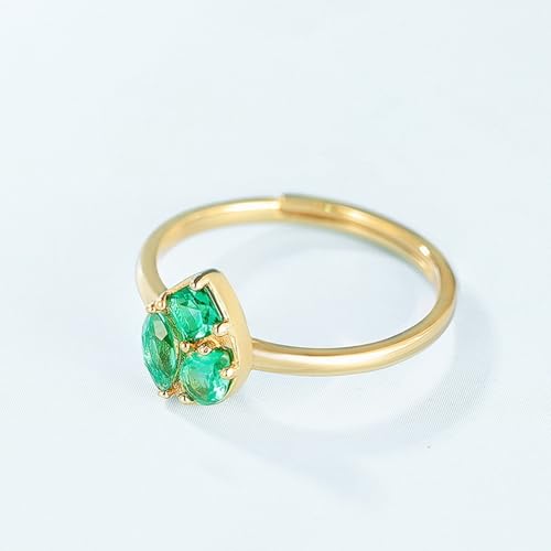 Bague goutte émeraude réglable en argent doré ajustable au doigt