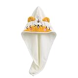 ZTGD Microfiber Hair Towel, Kawaii Tiger Hair Drying Towel with Button, Elastic Hair Towel Wrap, Mic