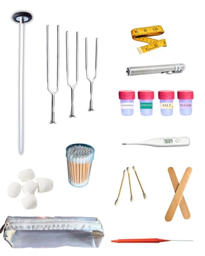 Image of CNS Medical Student Kit, with Tuning Forks, Snellen Chart, Knee Hammer, Digital Thermometer and More ( Central Nervous System Examination kit) for Medical professionals and Practitioners (MODEL 5)