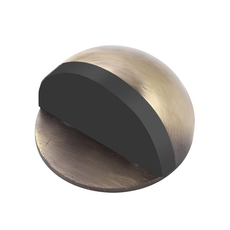 Self-Adhesive Floor Door Stoppers, Stainless Steel Floor Door Stopper, Oval Floor Mounted with Screws and Self-Adhesive Pads- Sound Dampening Rubber Buffer, Durable for Home & Office (Vintage Bronze)