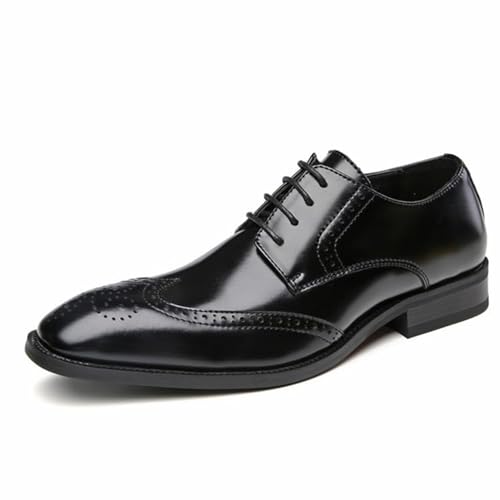 YZABEL Men's Leather Lace-Up Dress Shoes Fashion Anti-Slip Lug Sole Business Shoes Casual Wedding Office Men Dress Shoes