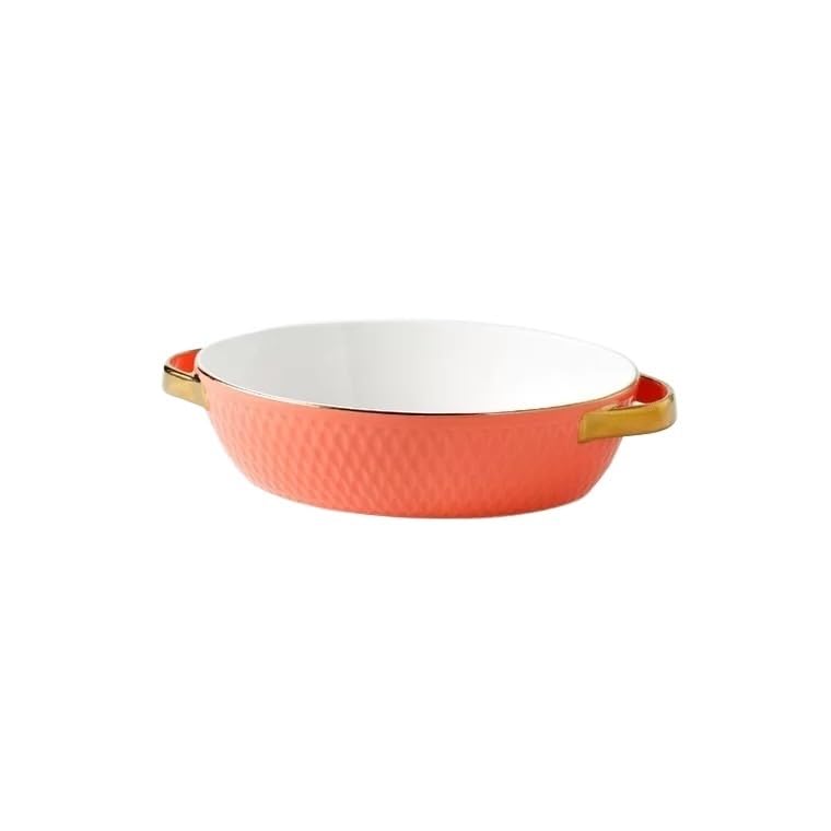 Casseruola Teglia rettangolare con bordi dorati for la cottura nel forno a microonde domestico Vassoi Da Forno(Orange)
