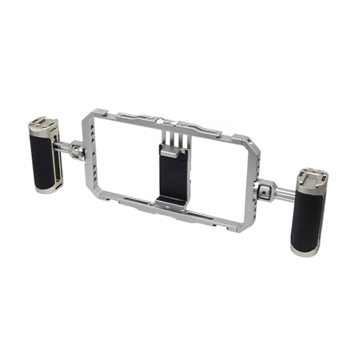 Jaula para teléfono ASHATA con asas dobles de aluminio para vlogging 4