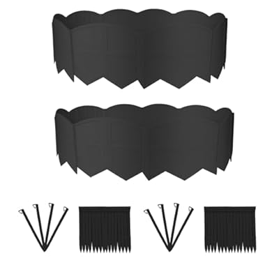 30Ft Garden Edging Border Landscape Edging Lawn Garden Fence Edgings 30Pcs Landscape Edging Border with 30Pcs Stakes Kits Edging for Landscaping Decorative Garden Flower Bed Yard,Lawn Edging (Black)