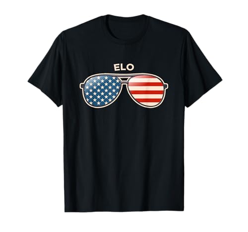 Elo, WI Vintage US Flag Sunglasses T-Shirt