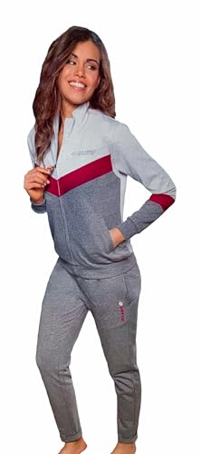 Lotto Tuta Donna Invernale Completa con Zip Intera - Tuta Donna Invernale Sportiva in Felpa di Cotone Garzato - Tuta Donna Completa Grigio (L)