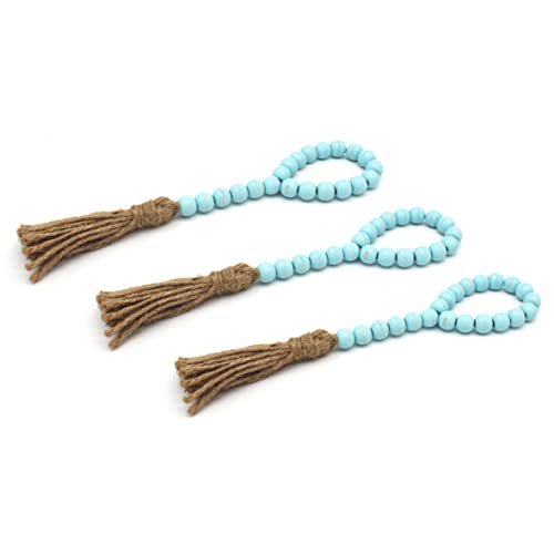 CVHOMEDECO-Wood-Bead-Garland-with-Tassels-3-PCS-Farmhouse-Rustic-Wooden-Prayer-Beads-String-Wall-Hanging-Accent-for-Home-Festival-Decoration-Teal-Distressed CVHOMEDECO Wood Bead Garland with Tassels 3 PCS Farmhouse Rustic Wooden Prayer Beads String Wall Hanging Accent for Home Festival Decoration Teal Distressed