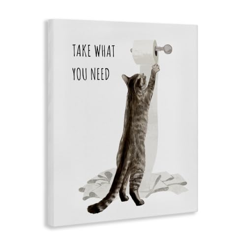 Image of Stupell Industries Funny Cat Bathroom Comic, 36 x 48 Inch Canvas Wall Art