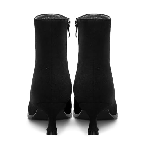 JUSTDANNI Womens Fashion Zip Casual Round Toe Dating Suede Kitten Low Heel Ankle High Boots 2 Inch4