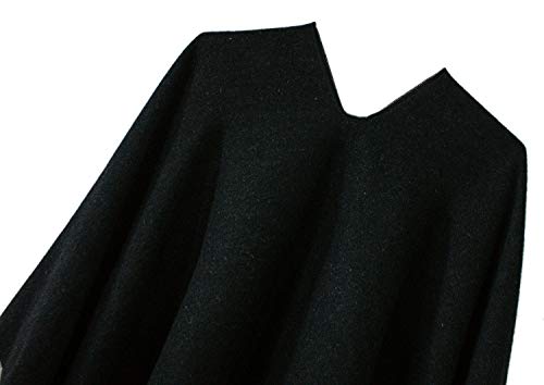 Women's Color Block Reversible Wrap Shawl Poncho Cape (Black 3) - Thumbnail 6
