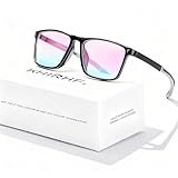 Khirhf Color Blind Glasses for Men, Red-Green ​Colorblind Correction Glasses​, Color Correcting & Enhancing Eyeglass for Outdoor Use (Black Frame-Gray Temple)
