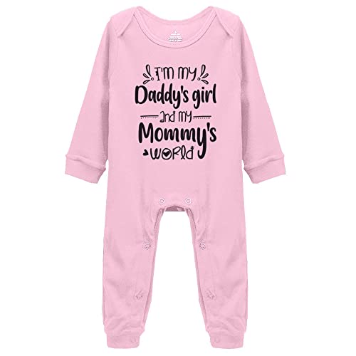 Image of Yeavomeny I'm My Daddy's Girl and My Mommy's World Newborn Baby Jumpsuit Long Sleeve Unisex Bodysuit