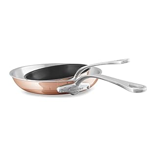 Mauviel M’6S 6-Ply Polished Copper & Stainless Steel 2-Piece Frying Pan Set With Cast Stainless Steel Handles, Made In France