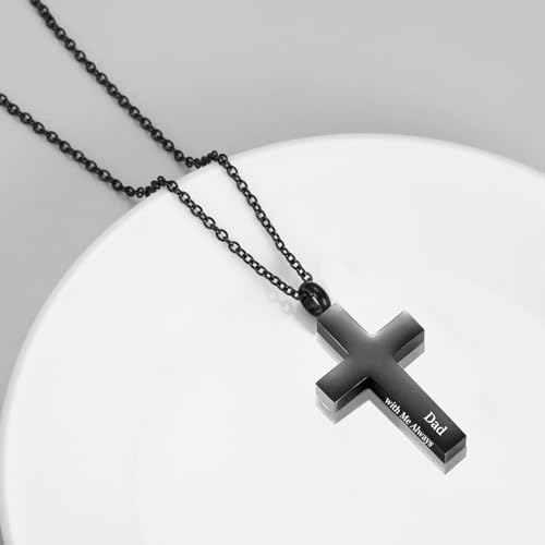 RIPFEVURN Cremation Jewelry Black Cross Urn Necklaces for Ashes for Women Men Human Ashes with Me Always Memorial Keepsake Pendant3