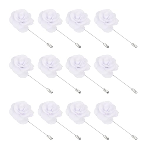 Image of PATIKIL Flower Boutonnieres Pin, Handmade Camellia Lapel Pin for Men Women Suit Wedding Graduation Anniversary Brooch Outfit Accessories