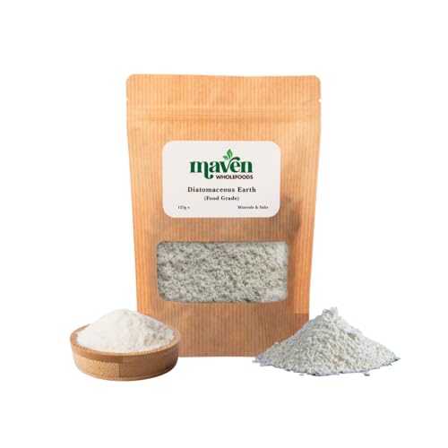 Maven Wholefoods Diatomaceous Earth Food Grade Powder 125g | Ultrafine Natural DE | Detox Cleanse & Silica Supplement | Edible | Flea & Bed Bug Control | Non-Toxic | Garden & Pet Safe