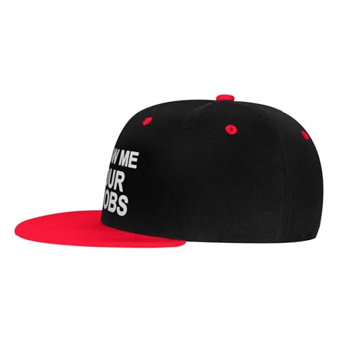 Show Me Your Boobs Snapback Hat Boys Girls Fashion Hip Hop Style Contrast Color Snapback Hat Red3
