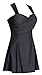 HENGJIA Women's Elegant Crossover One Piece Swimdress Skirted Bottom Swimsuit (FBA) Pearl Black 4XL(US12-14)