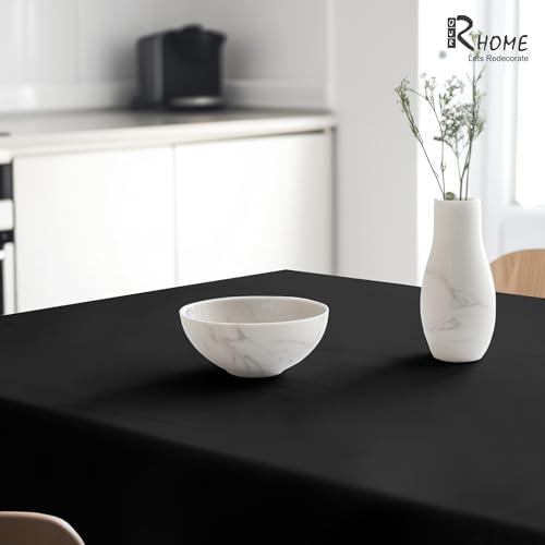 Image of R home 100% Cotton Solid Table Cover | Black | 56 x 56 Inch I 200 GSM Thick Fabric, Anti-Skid | Machine Washable & Reusable | Ideal for Dining Table & Centre Table, Easy Maintenance